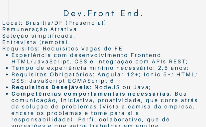 [ClubInfoBSB] Vaga Dev. Front End.