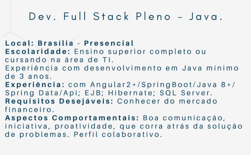 [ClubInfoBSB] Vaga Dev. Full Stack Pleno – Java