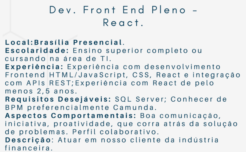 [ClubInfoBSB] Vaga Dev. Front End. Pleno – React