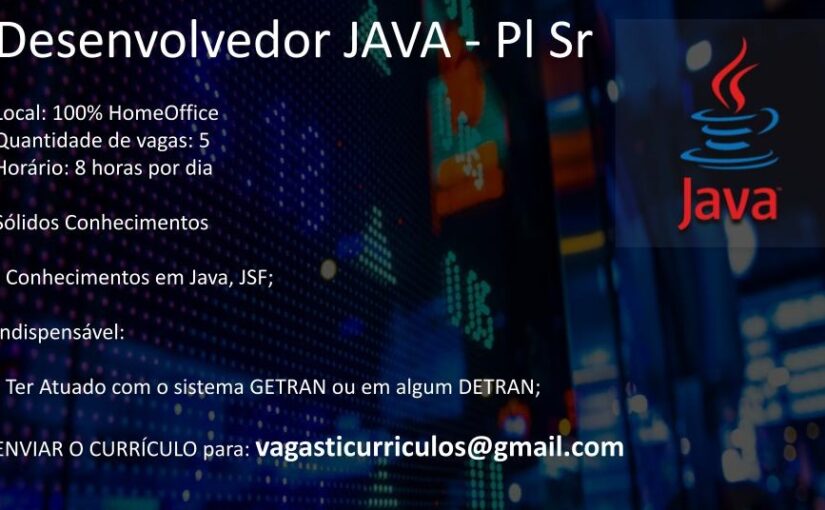 [leonardoti] Dev JAVA – Pl / Sr (Exp. GETRAN / DETRAN)