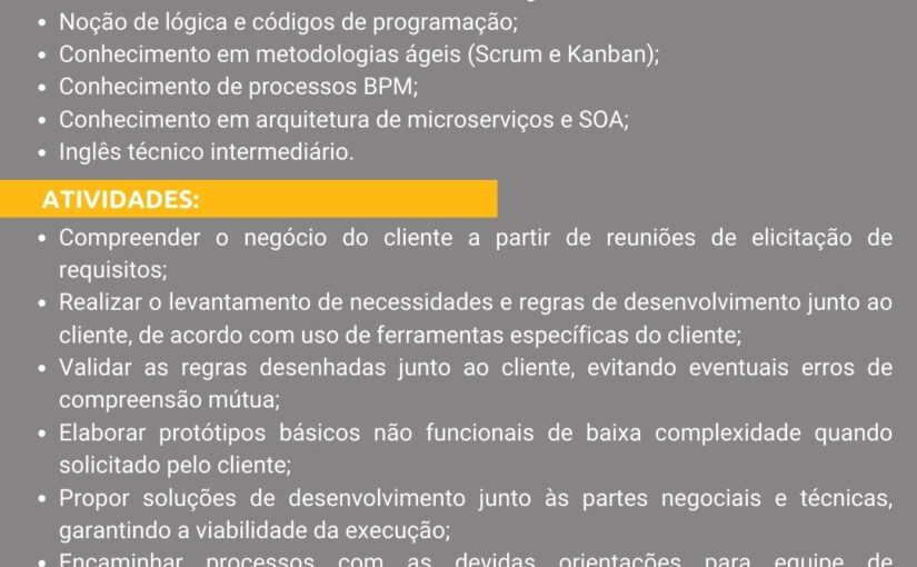 [ClubInfoBSB] [Rio de Janeiro] – Analista de Requisitos