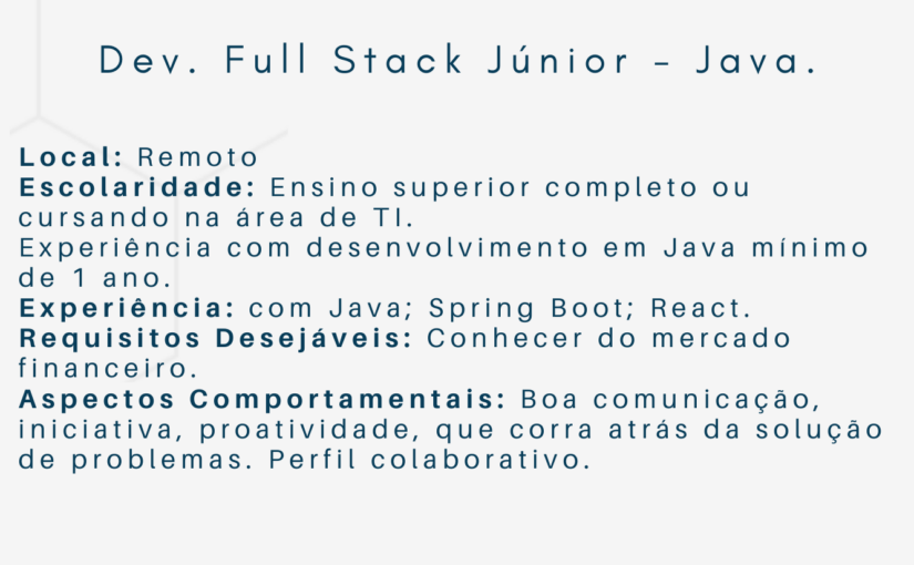 [ClubInfoBSB] Vaga Dev. Full Stack Júnior – Java