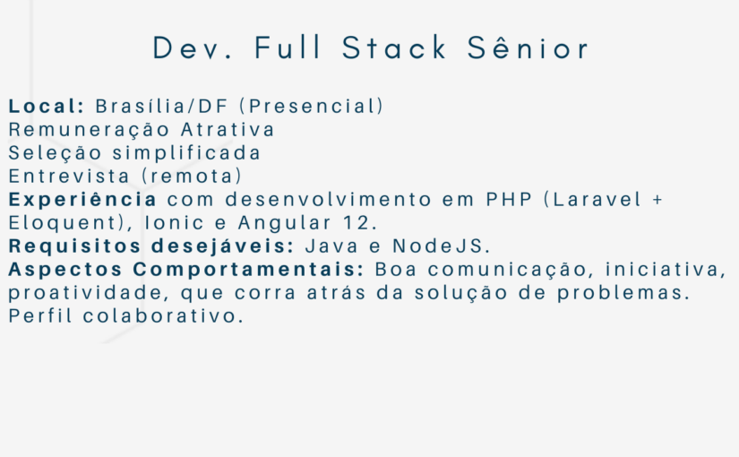 [ClubInfoBSB] Vaga Dev. Full Stack Sênior