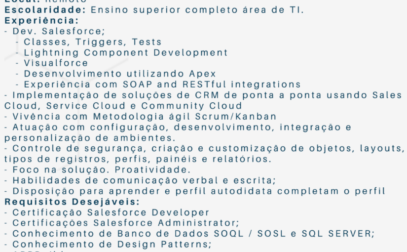 [ClubInfoBSB] Vaga Dev. Salesforce Sênior