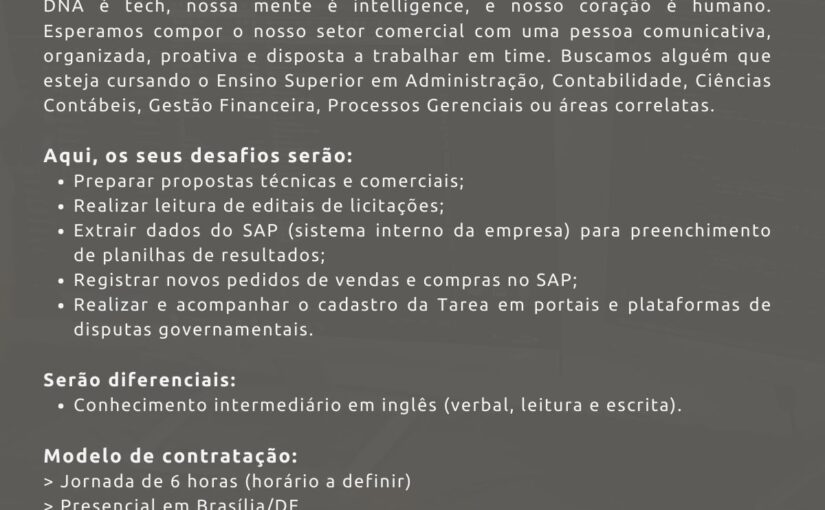 [ClubInfoBSB] [Brasília/DF] – Estágio Comercial