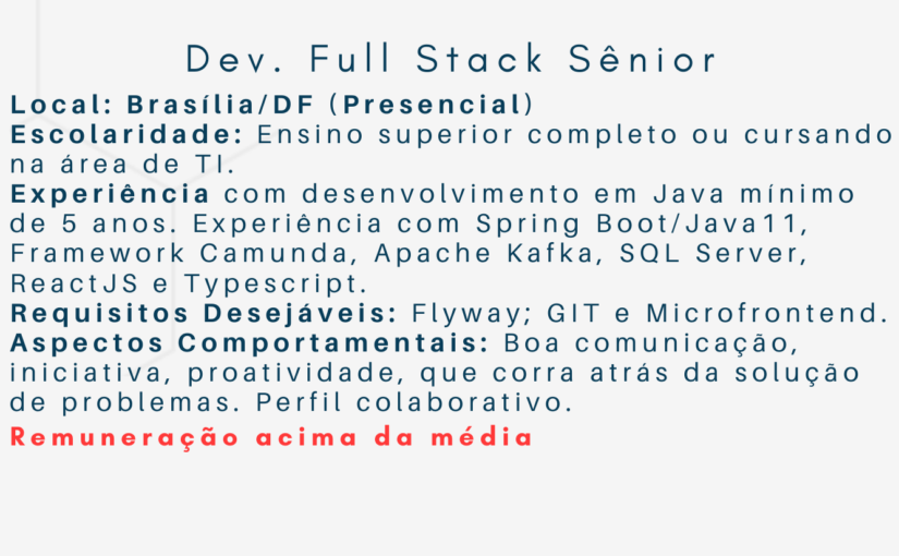 [ClubInfoBSB] Vaga Dev. Full Stack Sênior