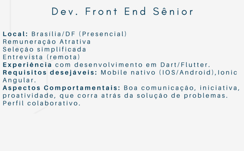[ClubInfoBSB] Vaga Dev. Front End Sênior