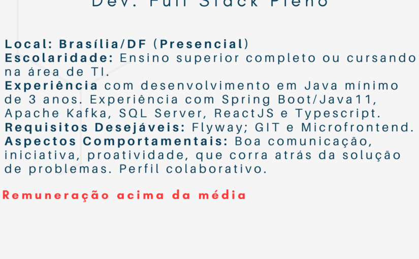 [ClubInfoBSB] Vaga Dev. Full Stack Pleno