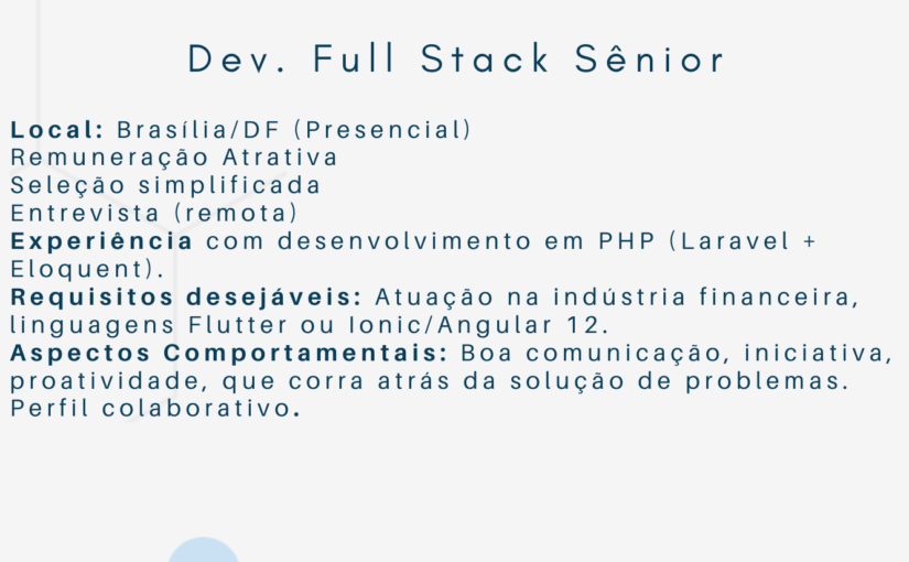 [ClubInfoBSB] Vaga Dev. Full Stack Sênior