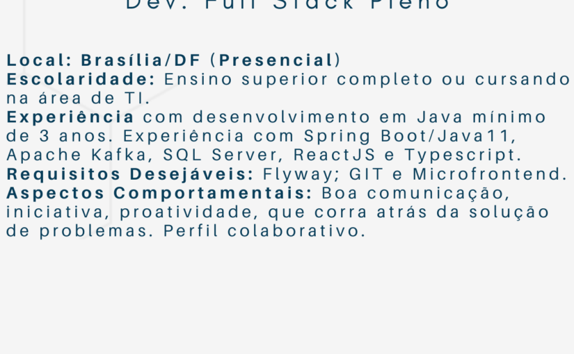 [ClubInfoBSB] Vaga Dev. Full Stack Pleno