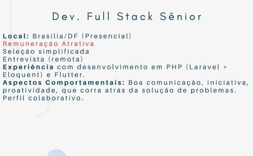 [ClubInfoBSB] Vaga Dev. Full Stack Sênior