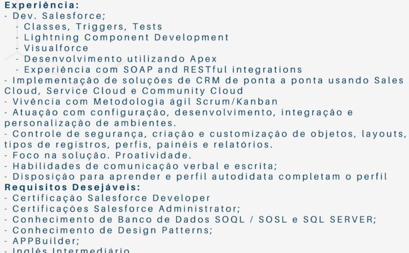 [ClubInfoBSB] Vaga Dev. Salesforce