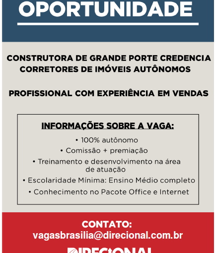 [Grupo Empregos em Brasília] Credenciamento Corretor – Direcional Engenharia 17/11/16