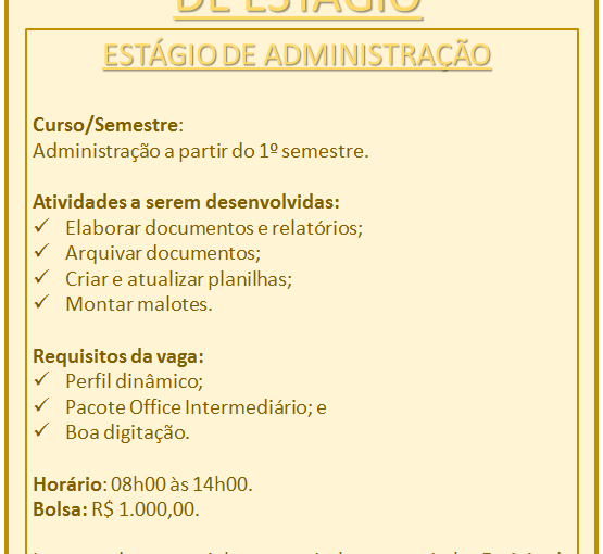 [Grupo Empregos em Brasília] Estágio de Administração 10/11/16