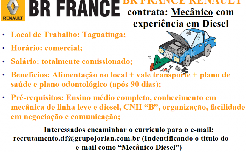 [Grupo Empregos em Brasília] MECÂNICO – 08/11/16 11:51