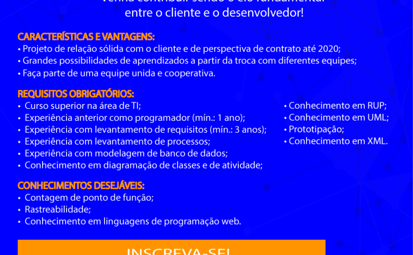 [Grupo Empregos em Brasília] Diversas Oportunidades – Mirante Tecnologia – 27/11/16