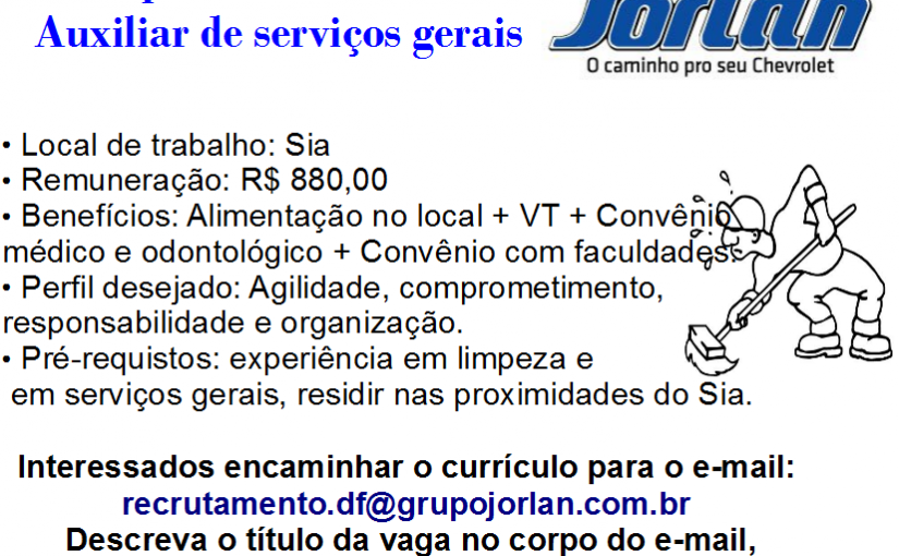 [Grupo Empregos em Brasília] AUX. SERV. GERAIS 28/12/16 15:01