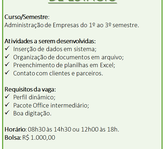 [Grupo Empregos em Brasília] ESTAGIO – 13/12/16