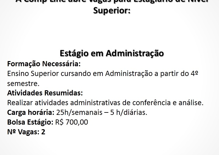 [Grupo Empregos em Brasília] VAGA ESTÁGIO ADMINISTRAÇÃO