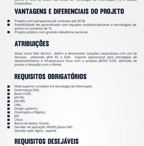 [Grupo Empregos em Brasília] Vaga RJ – 24/12/16