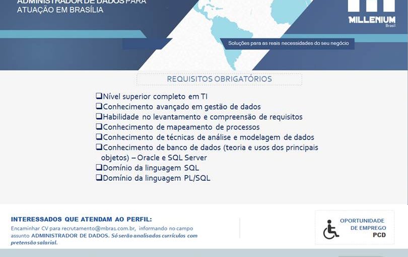 [ClubInfoBSB] Divulgação Millenium Brasil – Vaga Administrador de Dados