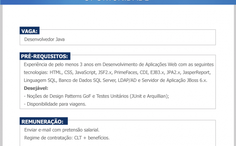 [ClubInfoBSB] Oportunidade Java Web – Brasília