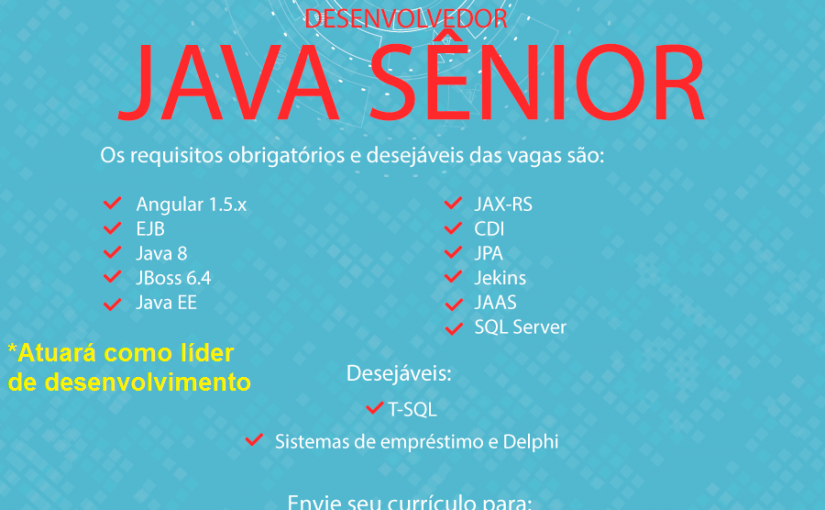 [leonardoti] Grande oportunidade para LÍDER JAVA SÊNIOR- Mirante Tecnologia