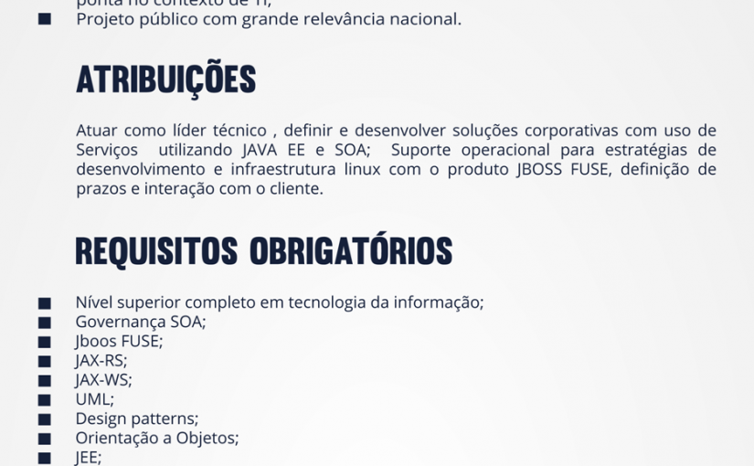 [leonardoti] [CDS] OPORTUNIDADE – Arquiteto JAVA