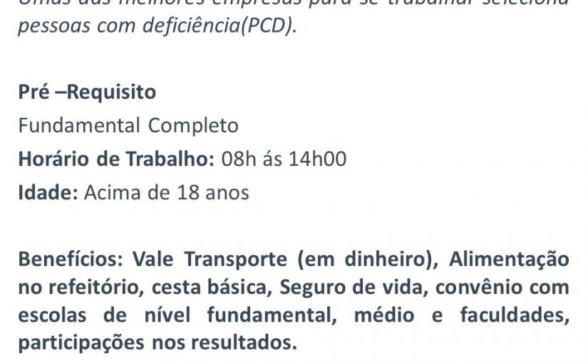 [Grupo Empregos em Brasília] Vagas para Pessoas com Deficiência 03/03/17