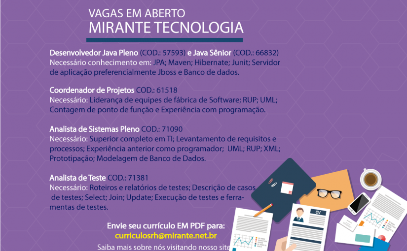 [Grupo Empregos em Brasília] Diversas Oportunidades – Mirante Tecnologia – 28/03/17