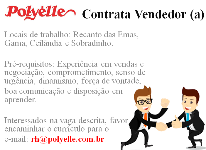 [Grupo Empregos em Brasília] VENDEDOR – POLYELLE – 27/04/17