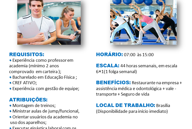 [Grupo Empregos em Brasília] PROFESSOR DE ED. FÍSICA – 24/04/17