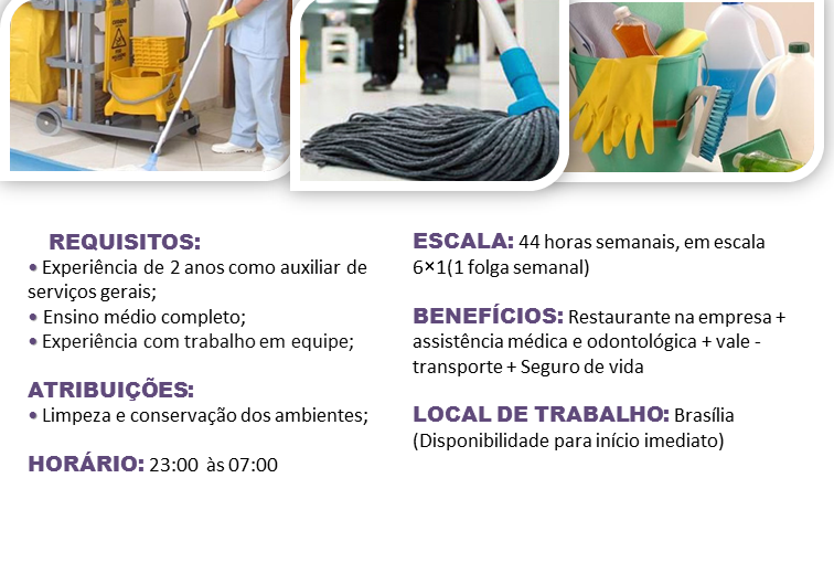 [Grupo Empregos em Brasília] AUXILIAR DE SERVIÇOS GERAIS – 24/04/17