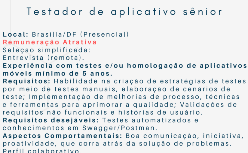 [ClubInfoBSB] Vaga Testador de Aplicativos Sênior