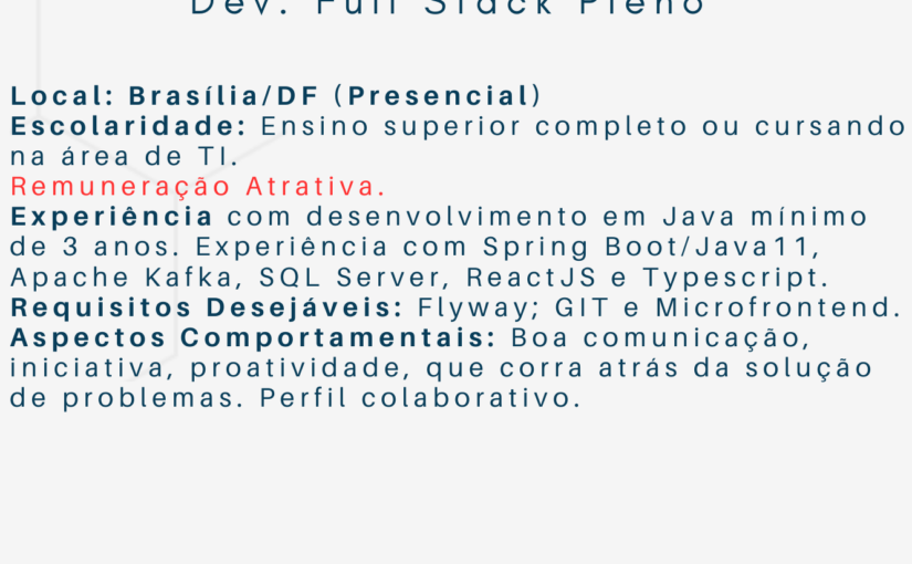 [ClubInfoBSB] Vaga Dev. Full Stack Pleno