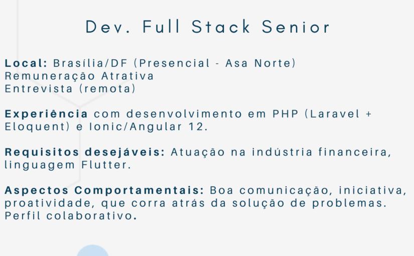 [ClubInfoBSB] DEV. FULL STACK SENIOR- (PRESENCIAL)