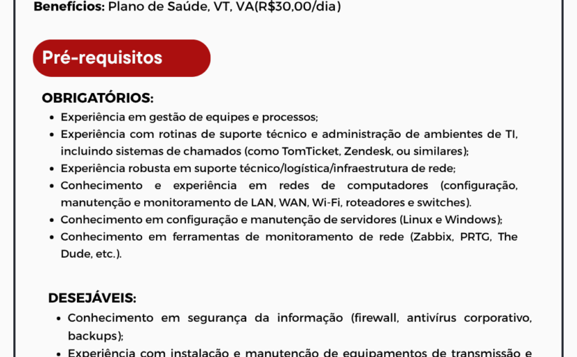 [ClubInfoBSB] Processo Seletivo – Coordenador de Suporte Técnico
