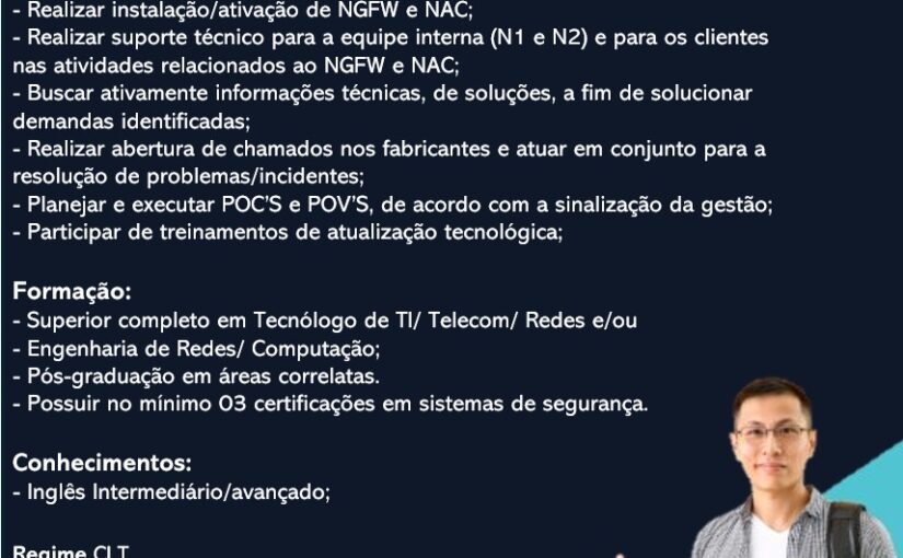 [ClubInfoBSB] Vaga para Analista de Segurança – Foco em NAC e Firewall