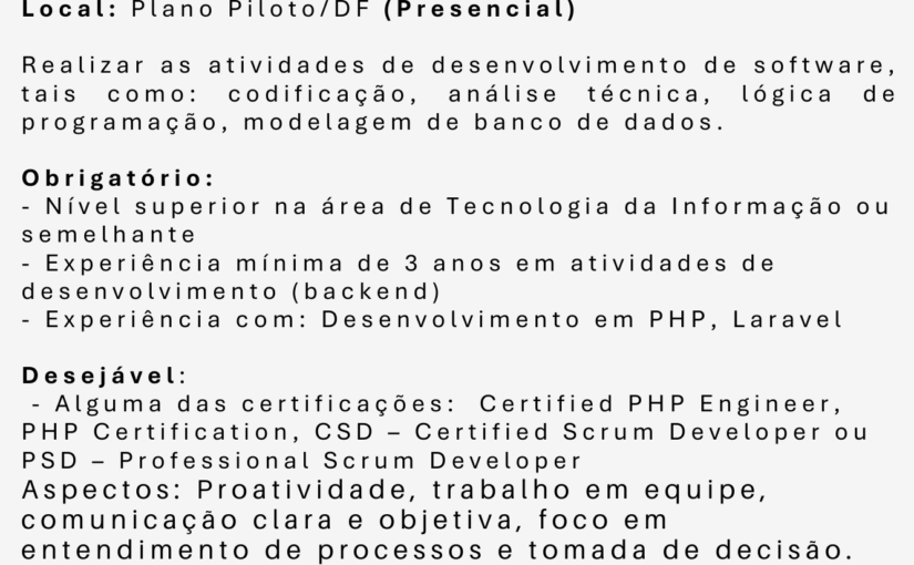 [ClubInfoBSB] DEV. BACK END- PHP