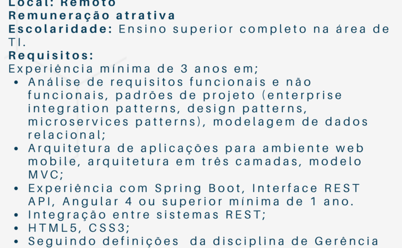 [ClubInfoBSB] Desenvolvedor Java Sr