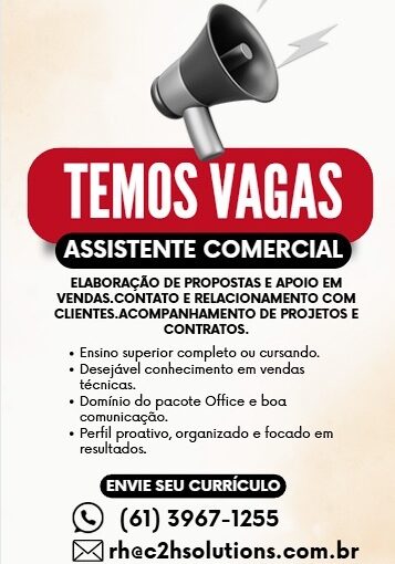 [ClubInfoBSB] Assistente comercial – C2H – Presencial