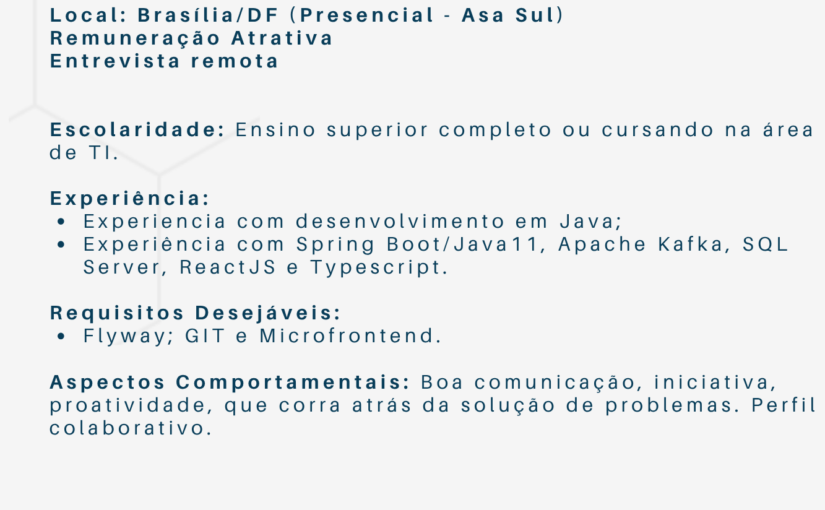 [ClubInfoBSB] Dev. Full Stack – Presencial (Brasília/Asa Sul)